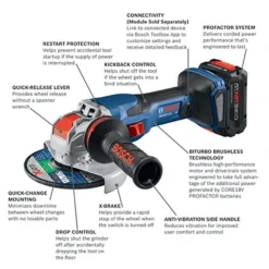 Bosch PROFACTOR 18V Spitfire 6" Angle Grinder X-Lock Brushless 8.0Ah Kit GWX18V-13CB14