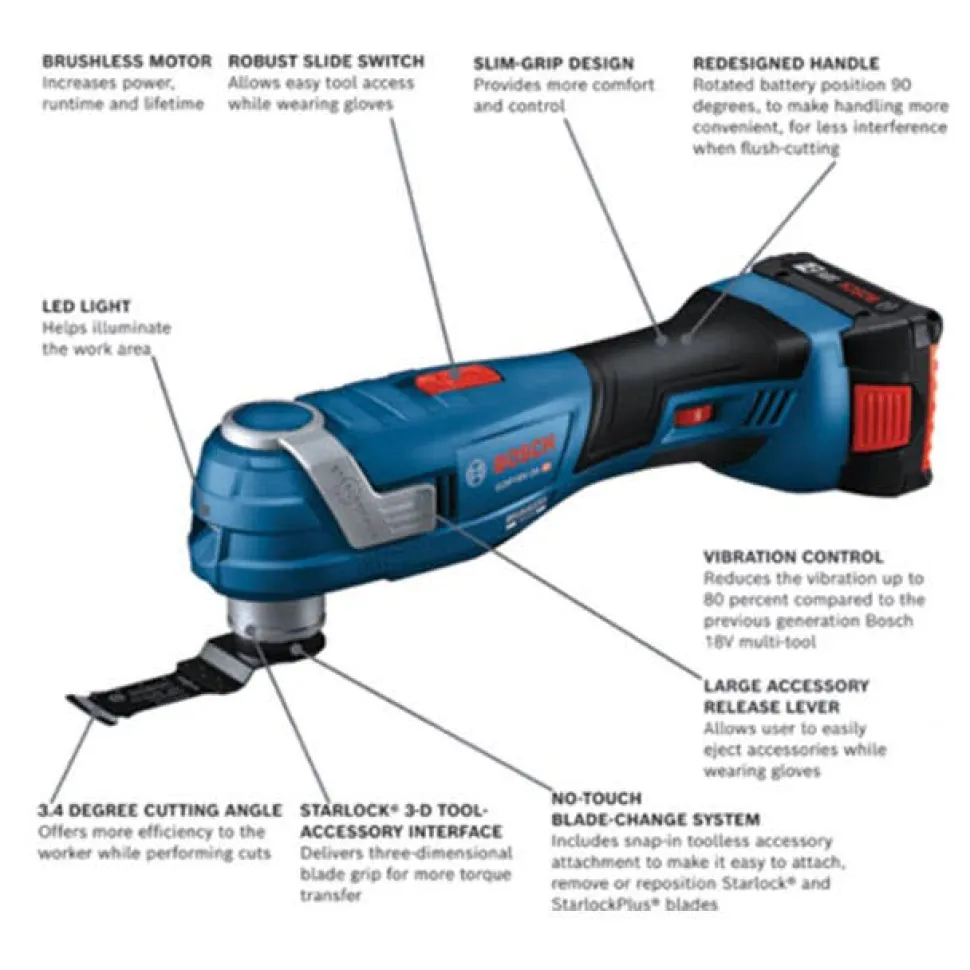 Bosch 18V Brushless StarlockPlus Oscillating Multi-Tool 2 Ah Kit GOP18V-34B12