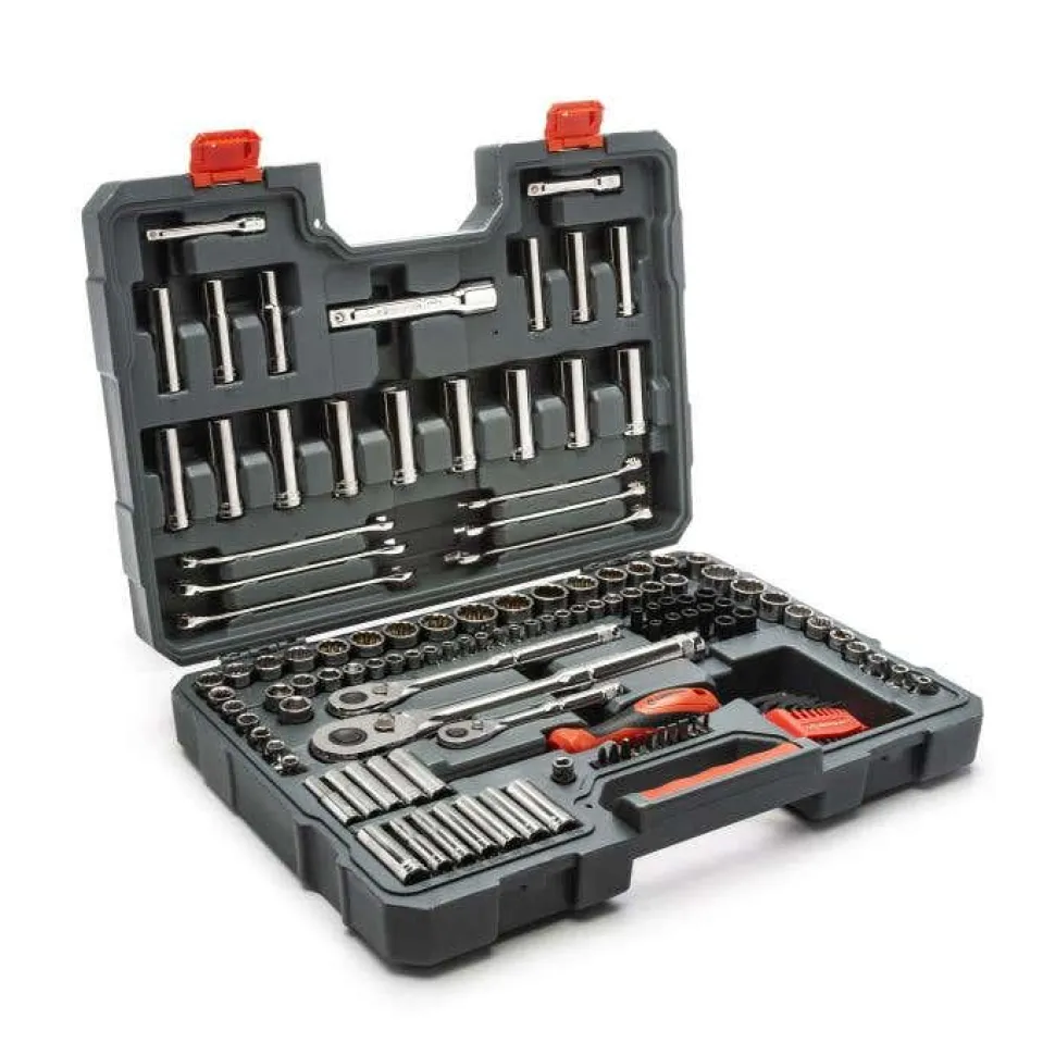 Crescent 142 Piece 1/4", 3/8" & 1/2" Drive 6 & 12 Point Standard & Deep SAE/Metric Mechanics Tool Set CTK142C