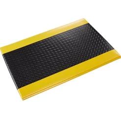 Crown Anti-Fatigue Matting 9/16" 3'x5' Wear-Bond Comfort-King Diamond Pattern Floor Mat Black/Yellow Dry Area WB Z035YD