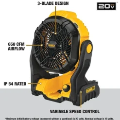 DeWalt MAX Jobsite Fan Bare Tool With 20V MAX* 3Ah Battery (4 PK) DW-DCB200-4-DW-DCE512B