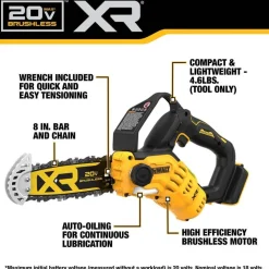 DEWALT 20V MAX 8 in. Pruning Chainsaw (Tool Only) DCCS623B