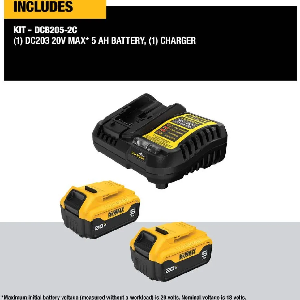 DeWalt 20V MAX 5.0Ah Battery 2-Pack Starter Kit DCB205-2C