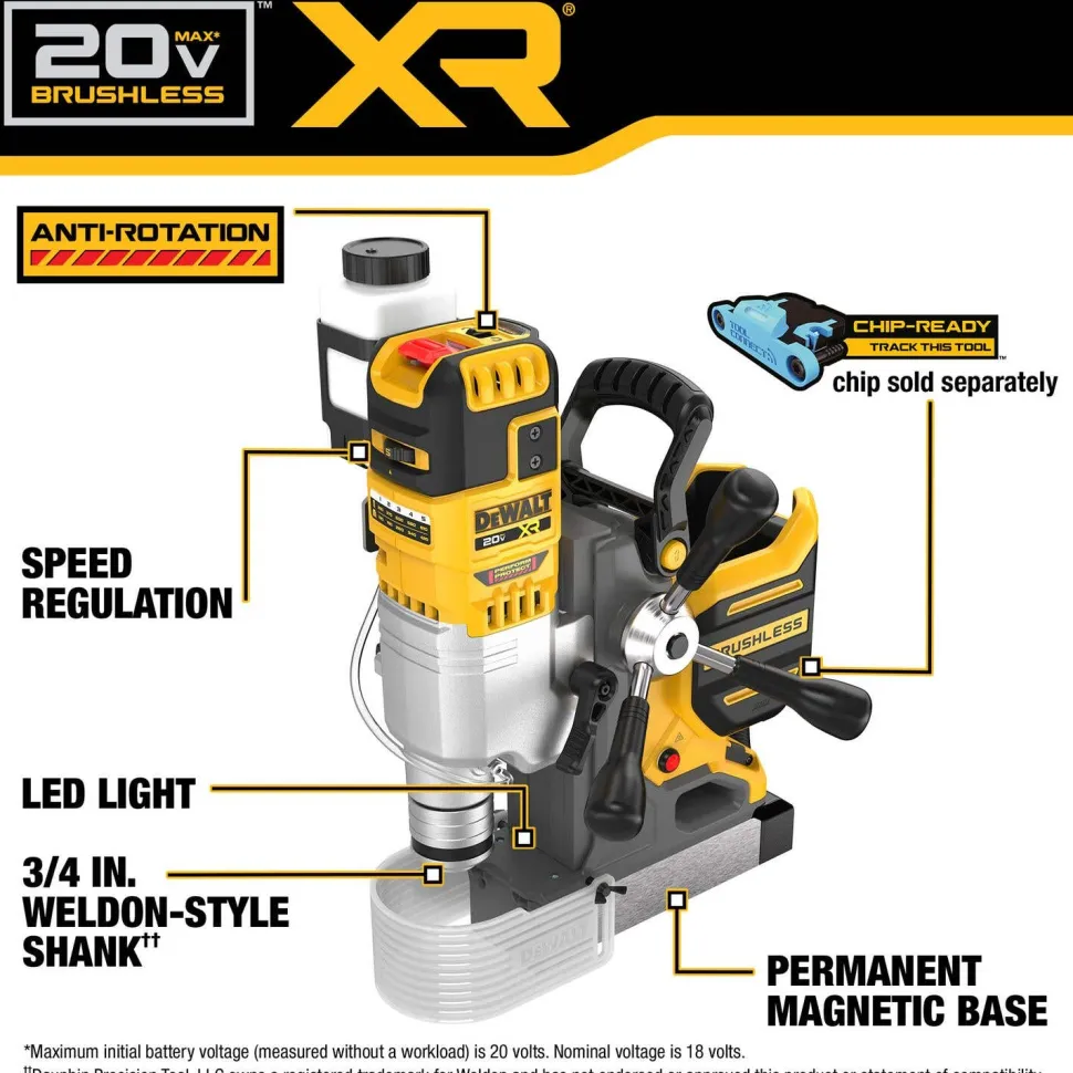 DeWalt 20V MAX XR 2" Cordless Brushless Magnetic Drill Press (Tool Only) DCD1624B