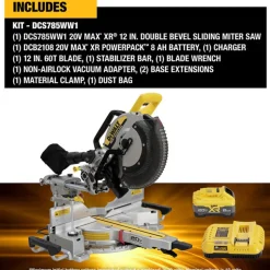 DeWalt 20V MAX* XR 12 in. Double Bevel Sliding Miter Saw Kit DCS785WW1