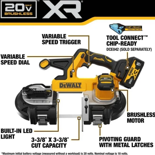 DeWalt 20V MAX XR Mid-Size Bandsaw 5.0Ah Kit DCS378P1