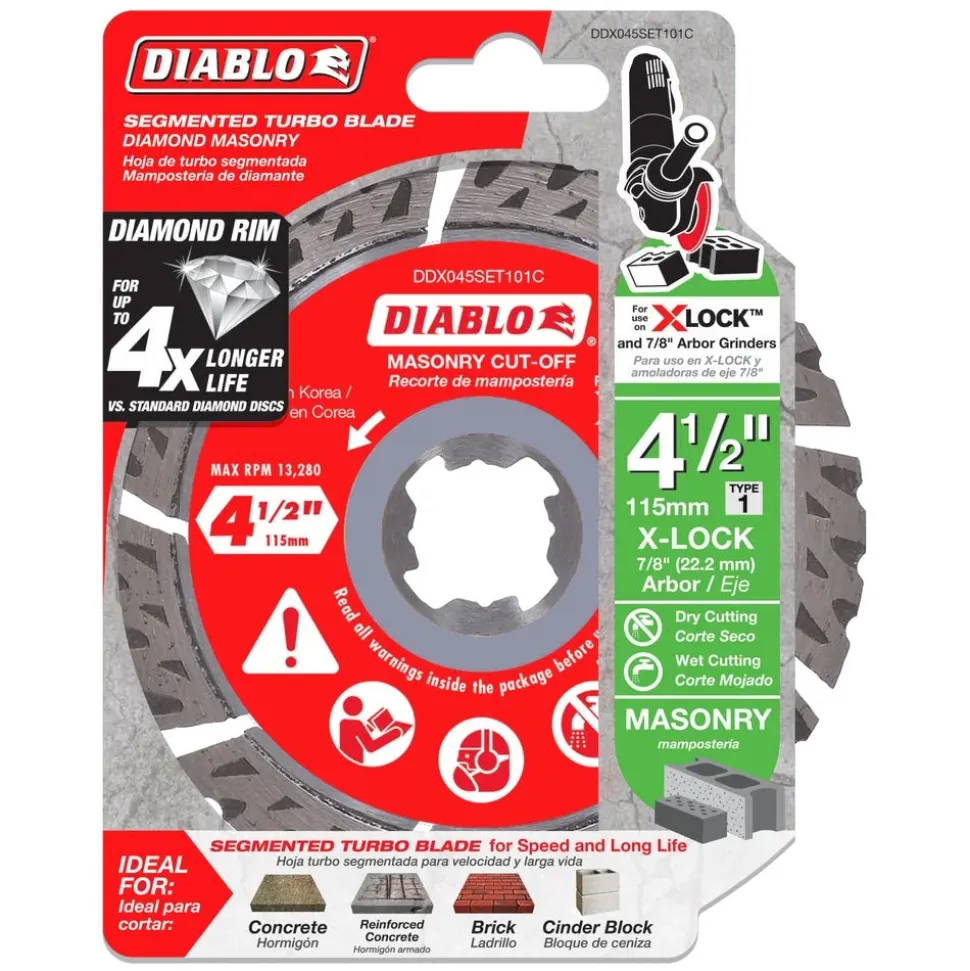 Diablo 4-1/2 in. Diamond Segmented Turbo Masonry Cut-Off with X-LOCK arbor DDX045SET101C