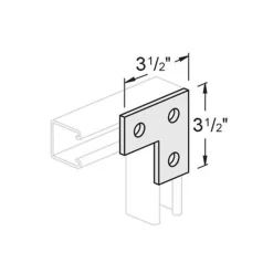 Flat Corner Plate 3 Hole 3-1/2" X 3-1/2". Z/P 50 Pcs/ Box