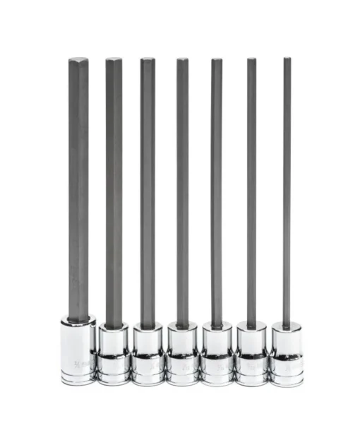 Gearwrench 7 Piece 3/8" Long Length Hex Bit SAE Socket Set 82537