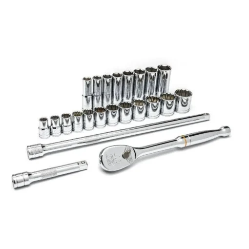 Gearwrench 23 Piece 1/2" SAE Standard & Deep Socket Set 80707