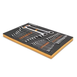 Gearwrench 28 Piece 72-Tooth 12 Point Metric Standard & Stubby Combination Ratcheting Wrench Set w/ Foam Storage Tray 86527