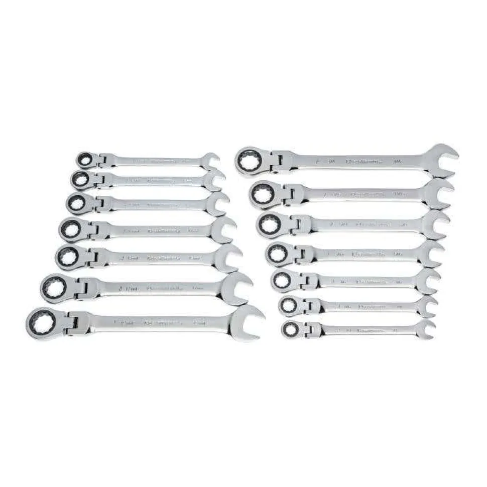 Gearwrench 14 Piece 72-Tooth 12 Point Flex Head Ratcheting Combination SAE/Metric Wrench Set 85141