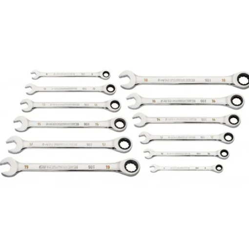 Gearwrench 12 Piece 90-Tooth 12 Point Metric Combination Ratcheting Wrench Set 86927