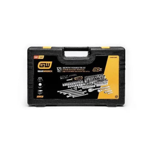 Gearwrench Tools 121 Piece 1/4" & 3/8” Drive 90T SAE/MM Mechanics Hand Tool Set GW90SCBMTS
