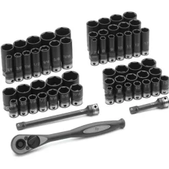 Grey Pneumatic 59 Piece 3/8" Drive SAE & Metric 6 Point Standard & Deep Duo Socket Set 81659CRD