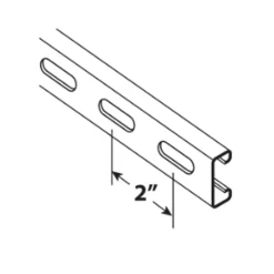 G-Strut Pre-Galvanized 12 Gauge 9/16" x 1-1/8" Oval Slotted, 20' Strut G582OS2