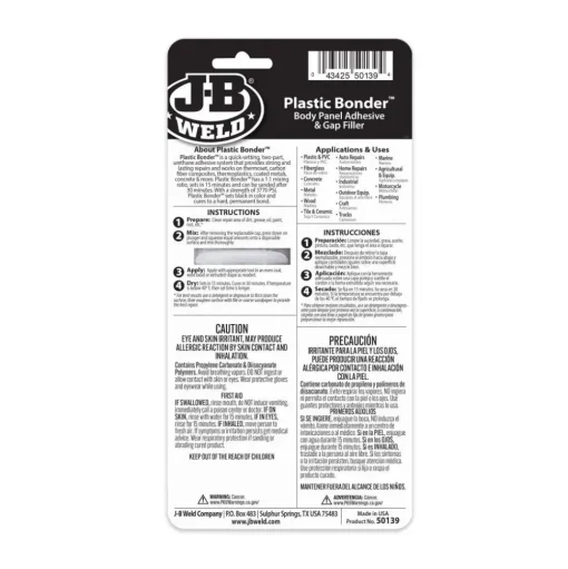 J-B Weld PlasticBonder Syringe Cold Weld Epoxy (Repair Carbon Fiber, Thermsets, Plastics) 50139