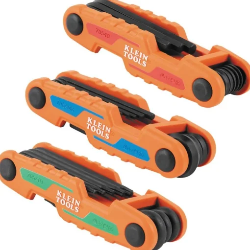 Klein Compact Folding Hex Key Set, 25-Key, SAE, Metric, TORX Sizes, 3-Piece 70543