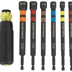 Klein Hollow Magnetic Color-Coded Ratcheting Power Nut Drivers, 7-Piece 32950