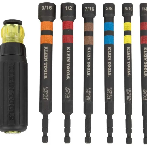 Klein Hollow Magnetic Color-Coded Ratcheting Power Nut Drivers, 7-Piece 32950