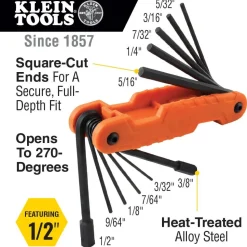 Klein Pro Folding Hex Key Set, 31-Key, SAE, Metric, TORX Sizes, 3-Piece 70553