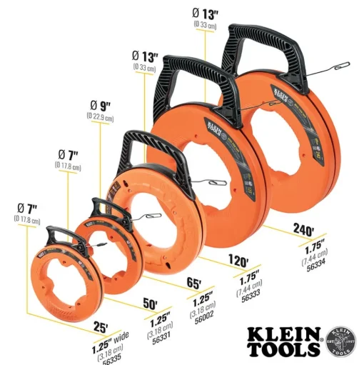 Klein Steel Fish Tape, 1/8" x 240' 56334