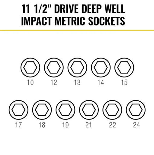 Klein Tools KNECT™ 1/2" Drive Deep Well Impact Socket Set, Metric, 14-Piece 65111IMPCTM