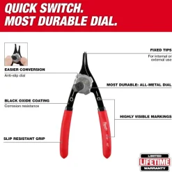 Milwaukee .038" Convertible Snap Ring Pliers - 18 degree 48-22-6530