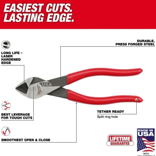 Milwaukee 7" Diagonal Dipped Grip Cutting Pliers (USA) MT507