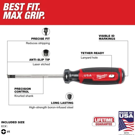 Milwaukee #1 ECX 4" Cushion Grip Screwdriver (USA) MT215