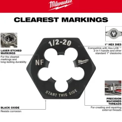 Milwaukee 10-24 NC 1-Inch Hex Threading Die 49-57-5325