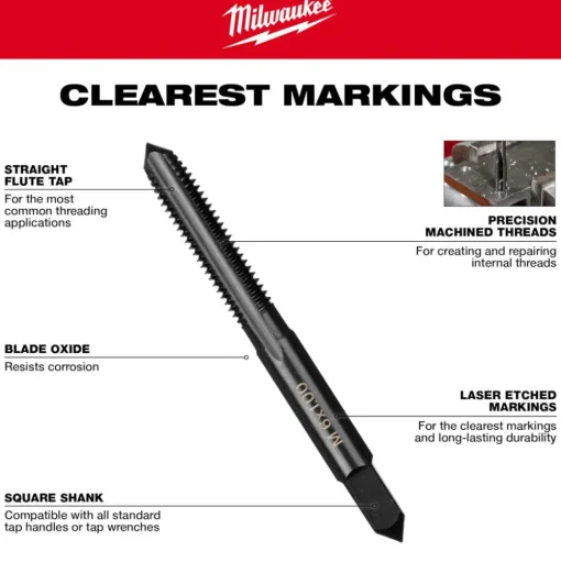 Milwaukee 5/8"-18 NF Straight Flute Plug Tap 49-57-5171