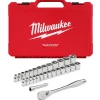 Milwaukee 29 Piece 3/8" Drive Metric & SAE Ratchet and Socket Set w/ FOUR FLAT SIDES 48-22-9088