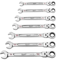 Milwaukee 7 Piece SAE Flex Head Ratcheting Combination Wrench Set 48-22-9429