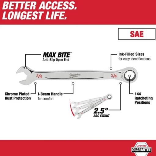 Milwaukee 1-1/16" SAE Ratcheting Combination Wrench 45-96-9234