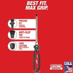 Milwaukee #3 Square 6" Cushion Grip Screwdriver (USA) MT219
