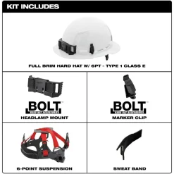Milwaukee BOLT Hard Hat Unvented, Class E Full Brim 6pt Suspension - Grey 48-73-1135