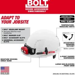 Milwaukee BOLT Hard Hat Vented, Class C Front Brim 6pt Suspension - Green 48-73-1226