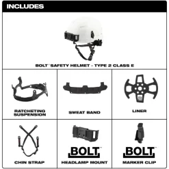 Milwaukee BOLT Type 2, Class E Unvented Safety Helmet - Yellow 48-73-1303