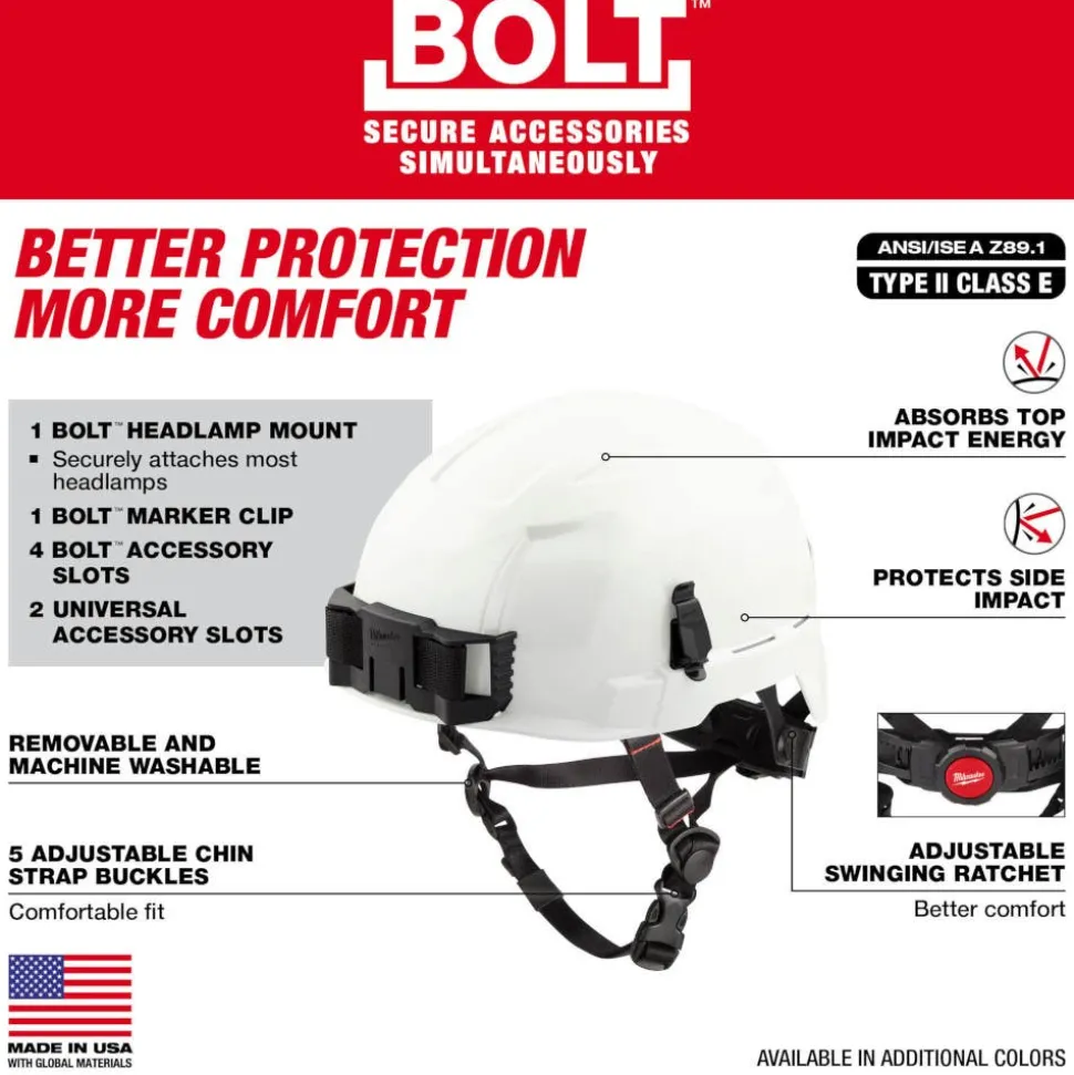 Milwaukee BOLT Type 2, Class E Unvented Safety Helmet - Blue 48-73-1305