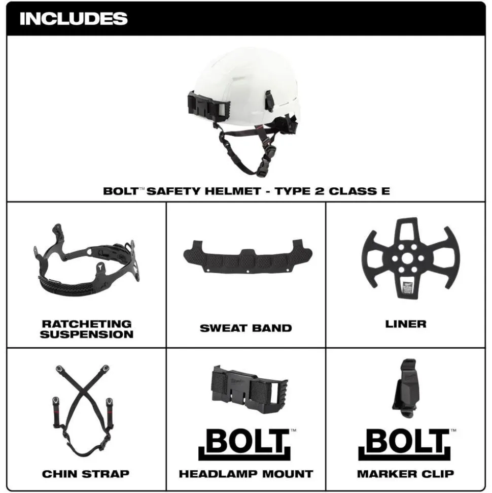 Milwaukee BOLT Type 2, Class E Unvented Safety Helmet - Blue 48-73-1305