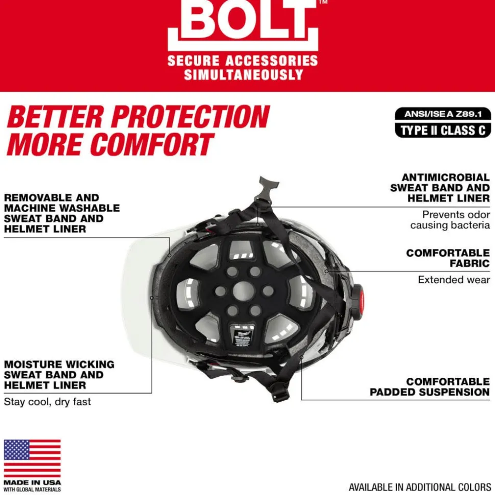 Milwaukee BOLT Type 2, Class C Vented Front Brim Safety Helmet - Yellow 48-73-1322