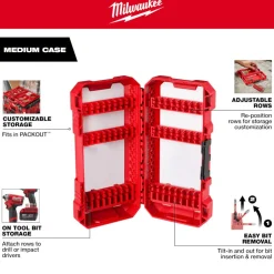Milwaukee Customizable Medium PACKOUT Compatible Case for Impact Driver Accessories 48-32-9921