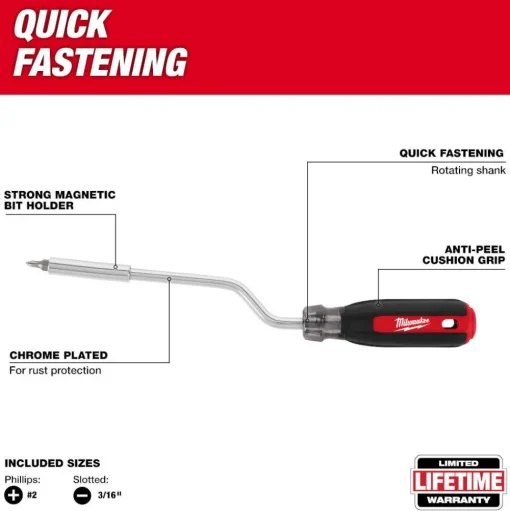 Milwaukee 2-in-1 Rotating Multi-Bit Screwdriver 48-22-2916