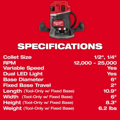 Milwaukee M18 FUEL 1/2" Router 2838-20
