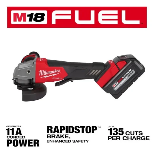 Milwaukee M18 FUEL 5" Braking Grinder w/ ONE-KEY Paddle Switch, No Lock & M18 FUEL 1/2" Compact Impact Wrench w/ Friction Ring Bare Tool