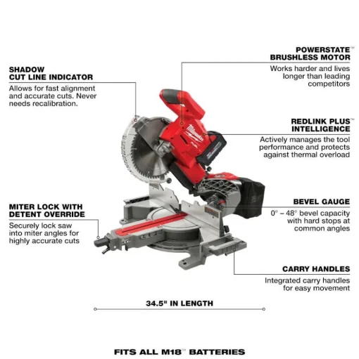 Milwaukee M18 FUEL 10" Dual Bevel Sliding Compound Miter Saw 2734-21