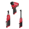 Milwaukee M12 FUEL 1/4" High Speed Ratchet, 3/8" Extended Reach High Speed Ratchet & 1/4" Hex Impact Driver Bare Tool Bundle