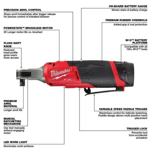 Milwaukee M12 FUEL 3/8" High Speed Ratchet Kit 2567-22