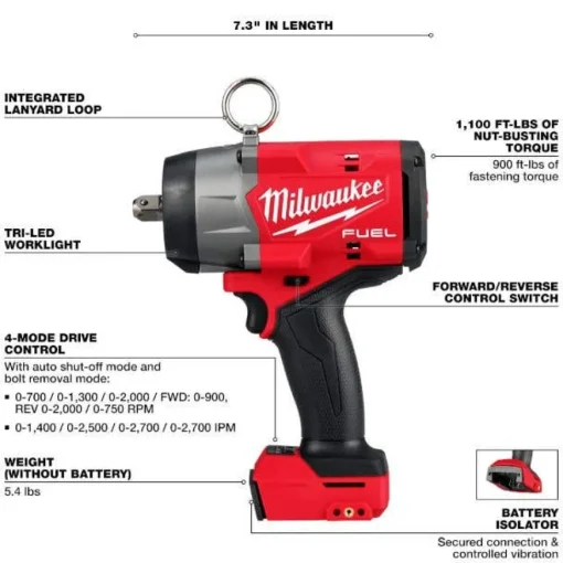 Milwaukee M18 FUEL 1/2" High Torque Impact Wrench w/ Pin Detent 2966-20